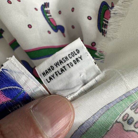 80s Vtg Sidneys Sitting Duck 32" Scarf Hong Kong Novelty Bird Print Mod Pop Art - Picture 3 of 16